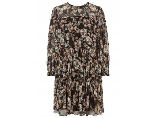 B.P.C Sukienka szyfonowa z falbanami w kwiaty ^44