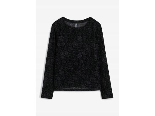 B.P.C czarna bluzka siateczkowa z flokowym nadrukiem ^32/34