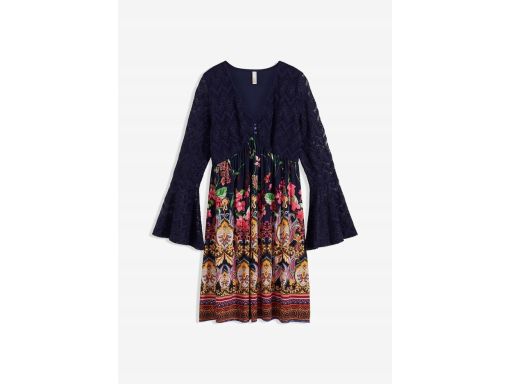 B.P.C sukienka z koronką granatowa we wzory r.36/38