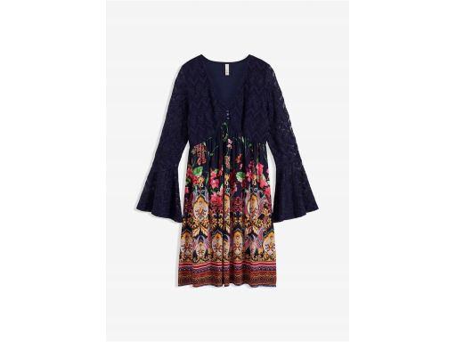 B.P.C sukienka z koronką granatowa we wzory r.36/38