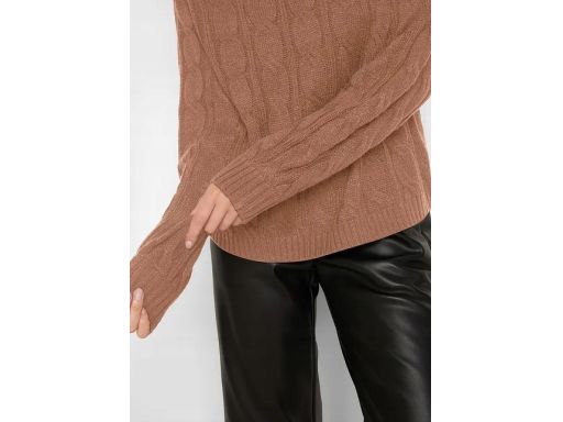 B.P.C sweter z golfem w warkocze camelowy r.36/38