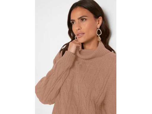 B.P.C sweter z golfem w warkocze camelowy r.36/38