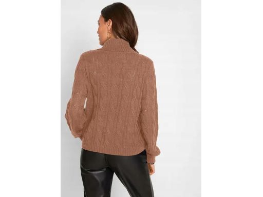 B.P.C sweter z golfem w warkocze camelowy r.36/38