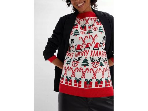 B.P.C sweter dzianinowy świąteczny we wzory 48/50.