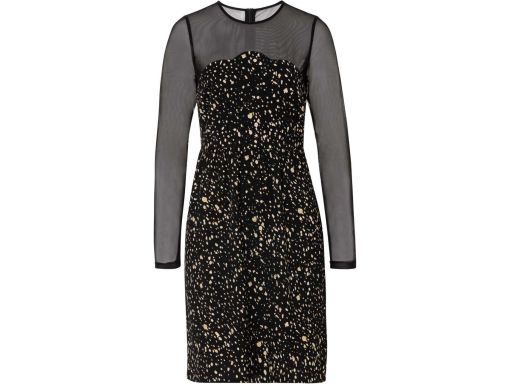 B.P.C czarna sukienka ze złotym wzorem i siateczkową wstawką ^40