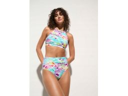 B.P.C wielokolorowe bikini bustier z figami wysoki stan r.50