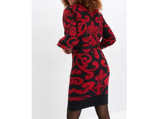 B.P.C sukienka dzianinowa czarno-czerwona ^40/42