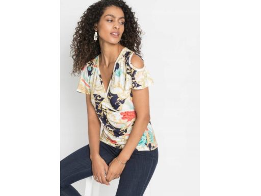 B.P.C bluzka z odkrytymi ramionami nadruk ^40/42