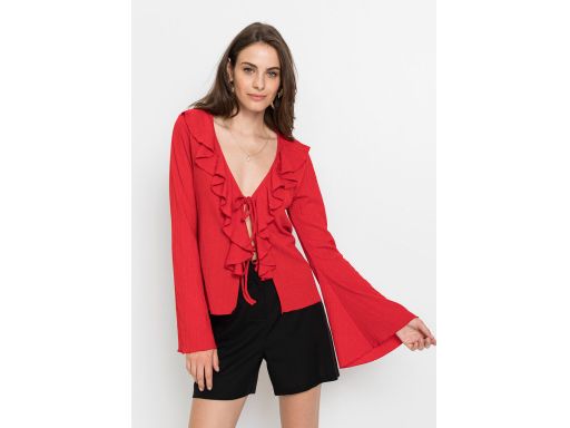 B.P.C bluzka wiązana czerwona falbanki 32/34.