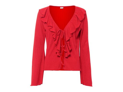 B.P.C bluzka wiązana czerwona falbanki 32/34.