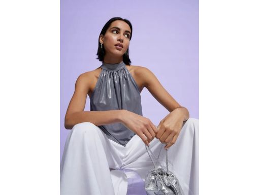 B.P.C top srebrny odkryte ramiona luźny fason ^44/46