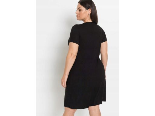 AF8904 prosta sukienka czarna z aplikacją ^36/38