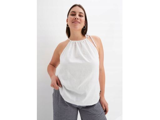 B.P.C biały top lniany oversize z wiązaniem ^52