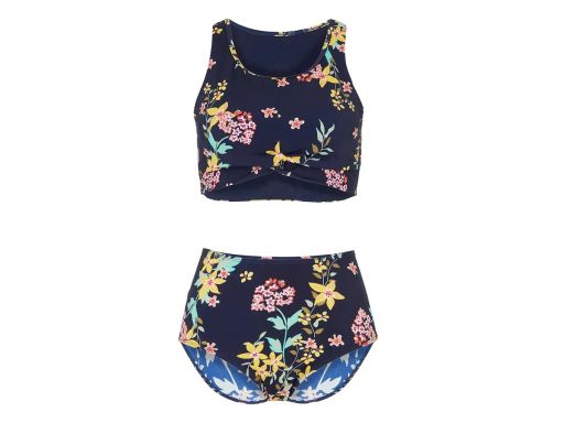 B.P.C biniki bustier z figami maxi granatowe w kwiaty 44.