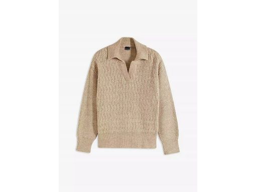 B.P.C pleciony sweter z kołnierzykiem beżowy r.44/46