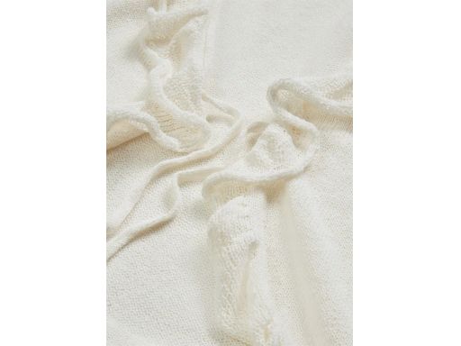 B.P.C białe bolerko dzianinowe z falbankami ^44/46