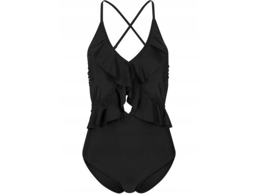 B.P.C kostium jednoczęściowy czarny z falbankami ^38