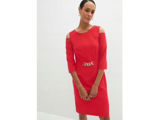 B.P.C sukienka ołówkowa czerwona z odkrytymi ramionami r.38