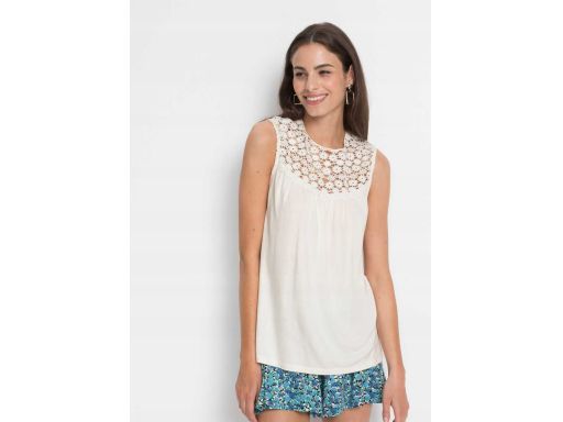 B.P.C top śmietankowy z koronką 36/38.