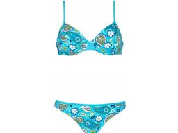 B.P.C miękkie bikini na fiszbinach i figi niebieskie we wzory 40 (80B)