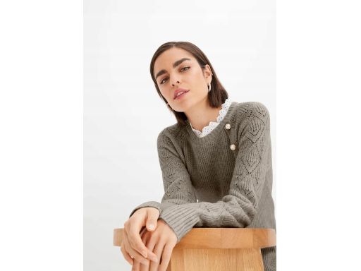 B.P.C sukienka dzianinowa ze wstawką w dekolcie i ozdobnymi guzikami 4