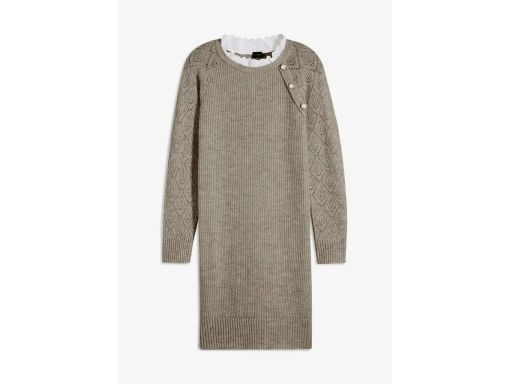 B.P.C sukienka dzianinowa ze wstawką w dekolcie i ozdobnymi guzikami 4