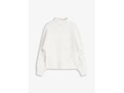 B.P.C sweter biały oversize ze stójką i warkoczami ^48/50