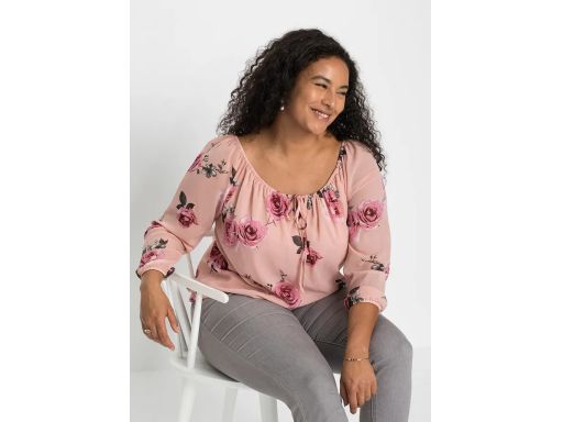 B.P.C bluzka szyfonowa w kwiatki z dekoltem carmen ^48