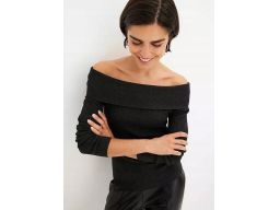 B.P.C bluzka dzianinowa antracytowa odkryte ramiona r.52/54