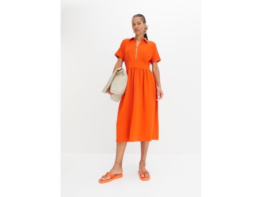 B.P.C sukienka midi z zamkiem w dekolcie i kołnierzykiem 40/42.