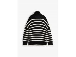 B.P.C sweter oversize z rozcięciami po bokach czarno-biały w paski ^40