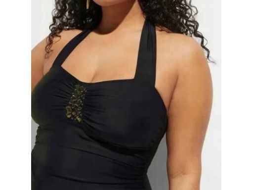 B.P.C kombinezon kąpielowy czarny z wiązaniem 46.