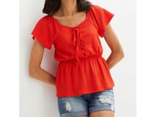B.P.C Czerwona bluzka ze sznurowaniem ^40/42