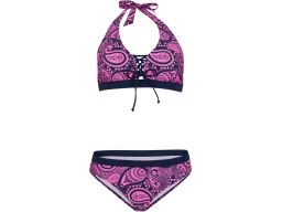 B.P.C bikini z wiązaniem na szyi granatowe we wzory r.42