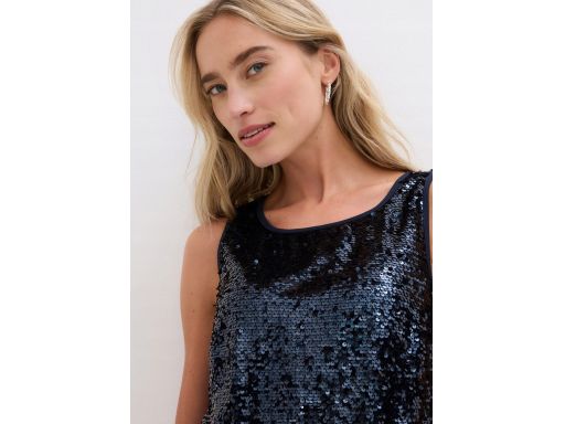 B.P.C granatowa sukienka wieczorowa asymetryczna z cekinami ^48