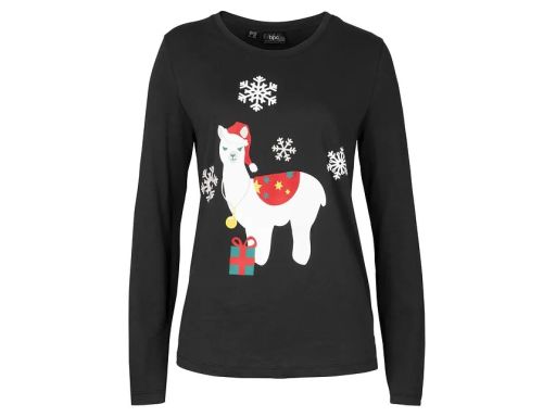 B.P.C bluzka czarna z nadrukiem świąteczna r.44/46