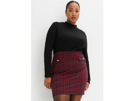B.P.C sukienka 2w1 dzianinowa czarno-czerwona ołówkowa r.40/42