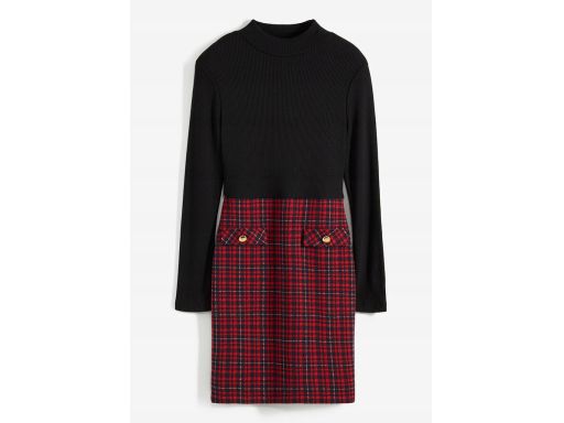 B.P.C sukienka 2w1 dzianinowa czarno-czerwona ołówkowa r.40/42