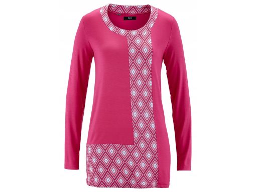 B.P.C różowa bluzka damska ze wzorem dłuższy krój r.48/50