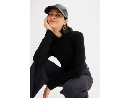 B.P.C czarna bluzka z golfem w prążek r.40/42