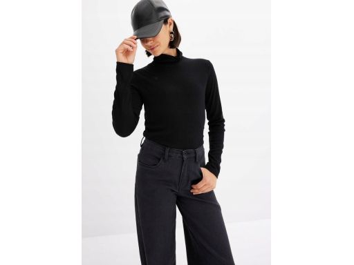 B.P.C czarna bluzka z golfem w prążek r.40/42