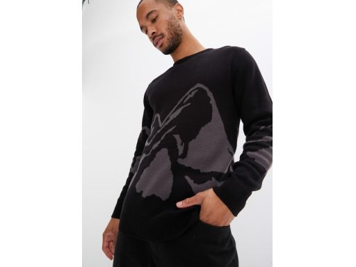 B.P.C męski czarny sweter w szary wzór L.