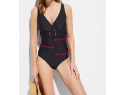 B.P.C czarny kostium kąpielowy z klamrą 44.