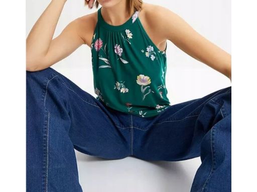 B.P.C top zielony z wiskozy w kolorowe kwiatki 48/50.