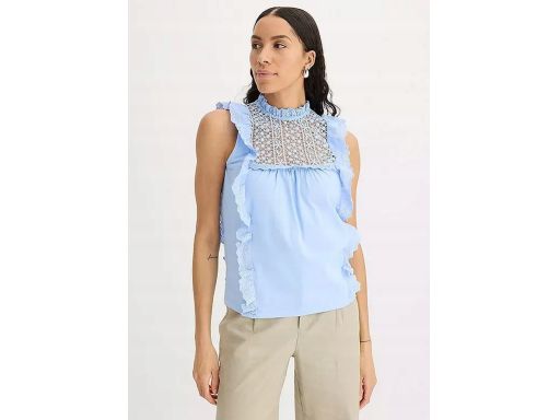 B.P.C bluzka z koronką i falbankami niebieska 48/50.