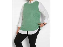 B.P.C kamizelka dzianinowa zielone sweter bez rękawów r.32/34