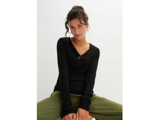 B.P.C sweter prążkowany z guzikiem r.32/34