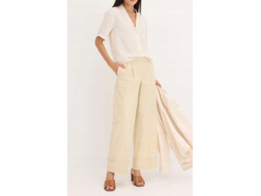 B.P.C beżowa bluzka koszulowa satynowa 48.