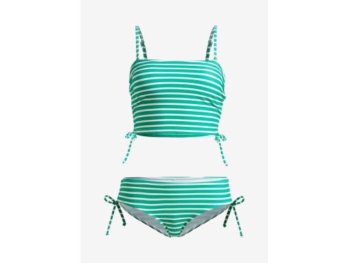 B.P.C bikini krótki top + figi zielono-białe w paski r.48
