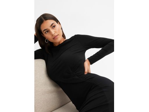 B.P.C czarna sukienka midi z marszczeniem ^40/42